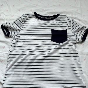 Blue and white stripped short sleeve shirt